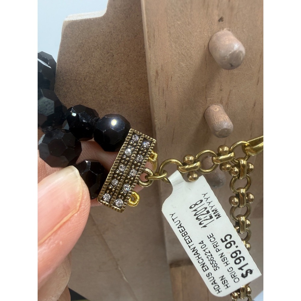 Rose Heidi Daus Pearl Necklace Enchanted Beauty and The Beast JET BLACK CLEAR - Picture 6 of 9